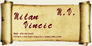 Milan Vinčić vizit kartica